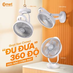Thumbnail Quạt Sạc Tích Điện COMET CRF1606 treo tường, để bàn siêu tiện lợi 4
