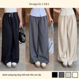 Thumbnail Quần vải dáng suông ống rộng nữ, chất xước Hàn cao cấp, đứng form basic, đi học, đi làm, đi chơi LWNQD001 1