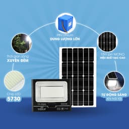 Thumbnail Đèn Pha Năng Lượng Mặt Trời TP SOLAR Siêu Sáng Bản Nâng Cấp 200W,300W,600W Vỏ Nhôm Đúc, Chống Nước IP68 - Bảo Hành 3 Năm 3