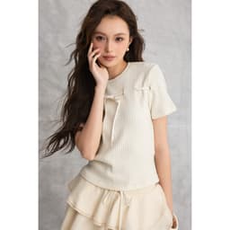 Thumbnail OLV - Chân váy kiểu xòe cạp trễ Dimpy Skirt in Cream 2