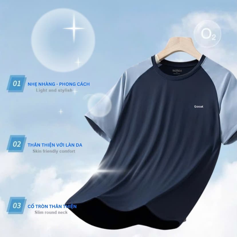 Ảnh Áo thun nam Gấu 194 vải thun Lạnh co dãn 4 chiều, phong cách thể thao - gym - bóng đá, from slim fit - TLRL- GOOUT 3