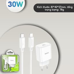 Thumbnail Bộ Sạc Nhanh PD 30W Chính Hãng Hoco Dùng Cho IP8-14 Sạc An Toàn Ổn Định, chất liệu bền+chống cháy 1