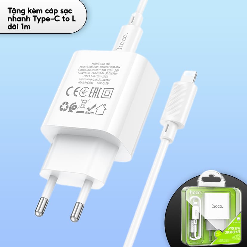 Ảnh Bộ Sạc Nhanh PD 30W Chính Hãng Hoco Dùng Cho IP8-14 Sạc An Toàn Ổn Định, chất liệu bền+chống cháy 4