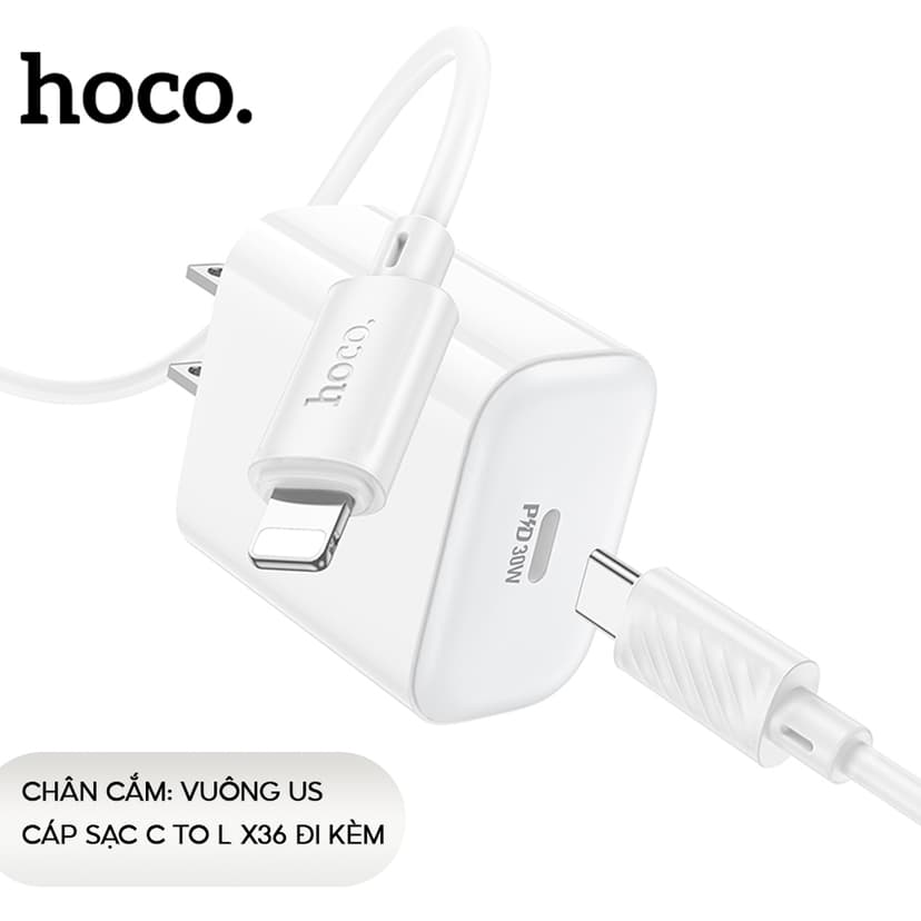Ảnh Bộ Sạc Nhanh PD 30W Chính Hãng Hoco Dùng Cho IP 8-14-PRO-PLUS-PROMAX Chuẩn Cổng Type-C to L 4