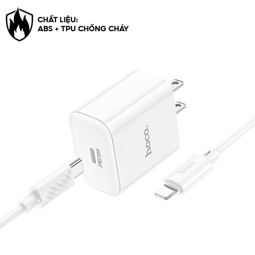 Ảnh Bộ Sạc Nhanh PD 30W Chính Hãng Hoco Dùng Cho IP 8-14-PRO-PLUS-PROMAX Chuẩn Cổng Type-C to L 3