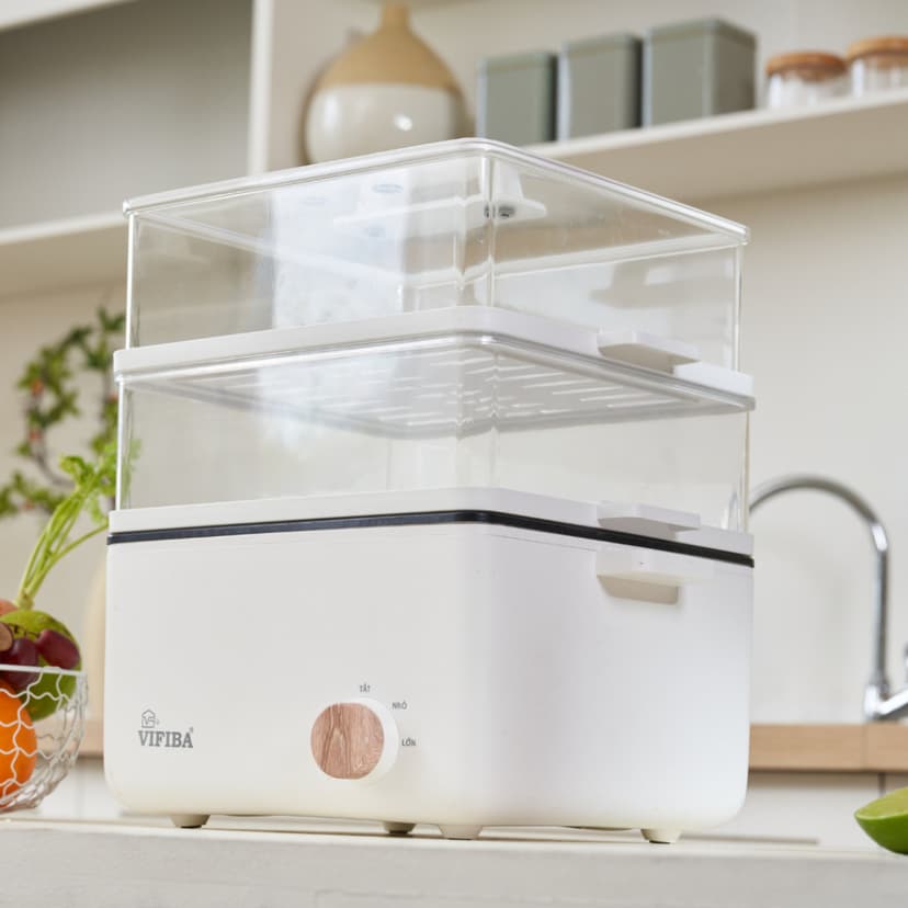 Ảnh Nồi Lẩu Hấp vuống Đa Năng SAKI VIFIBA Chính Hãng 1000W Gia Nhiệt Nhanh – Ngăn Lẩu 5L Hấp Và Tiệ 2