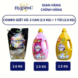 Thumbnail Combo 3: 2 Can Nước Giặt Xả 2,5kg + 1 Túi Nước Giặt Xả 2,6kg HygienC Plus Đậm Đặc Hương Nước Hoa 1