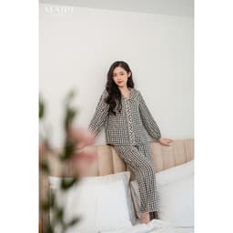 Thumbnail Bộ đồ ngủ mặc nhà Dalia họa tiết kẻ caro trẻ trung, chất liệu đũi mềm mại, kiểu dáng năng động thiêt kế by L'AMME 2