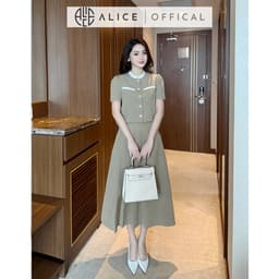 Thumbnail Set Váy Nữ Công Sở Cao Cấp Alice Chất Chéo Rubi Lót Lụa Áo Ngắn Tay Cổ Tàu Thanh Lịch Phối Chân Váy Xếp Ly Lệch Vạt S844 2