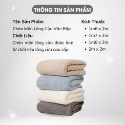 Thumbnail Chăn Lông Cừu Vân Bắp Cao Cấp Mền Lông Dày Ấm Áp Mềm Mịn Gọn Nhẹ Phù Hợp Cho Văn Phòng Gia Đình Spa Đi Du Lịch KT 1m6x2m 2