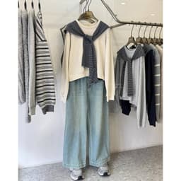 Thumbnail Quần jeans ống suông màu xanh sáng chất denim xịn dày dặn mềm MC21.studios q4405 2
