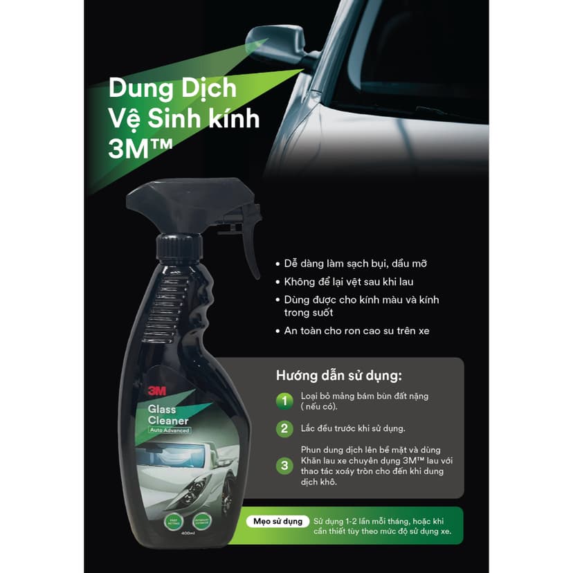 Ảnh Chai xịt bảo dưỡng và vệ sinh kính xe hơi 3M GLASS CLEANER - 400ml 2