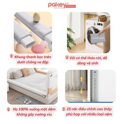 Thumbnail Thanh Chắn Giường PAKEY SB2 Cao 105cm, Bọc Xốp An Toàn, Nâng Hạ 1 Bên Cho Bé - Bảo Hành Trọn Đời 3