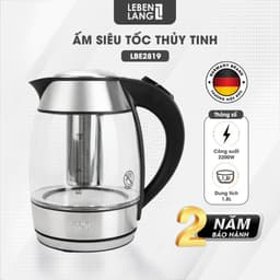 Thumbnail Ấm siêu tốc 1.8 lít bình thủy tinh LEBENLANG từ Đức gồm lõi lọc trà bằng inox, bảo hành 2 năm - LBE2819 2