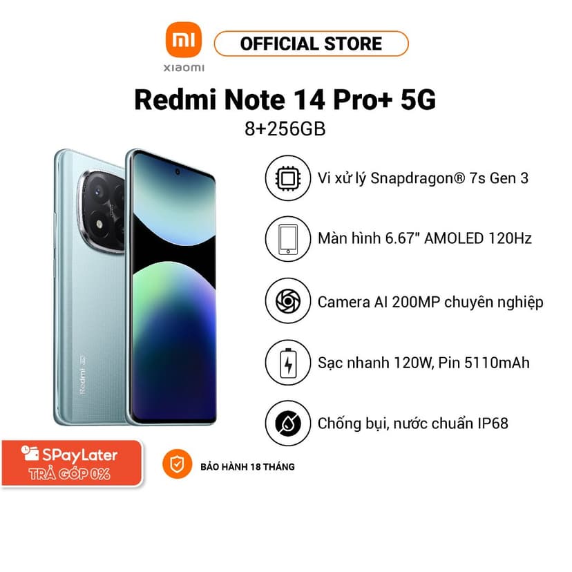 Ảnh Điện thoại thông minh Redmi Note 14 Pro+ 5G (8+256GB) | Màn hình 6.67" | Snap 7S Gen 3 | Camera 200MP AI 2
