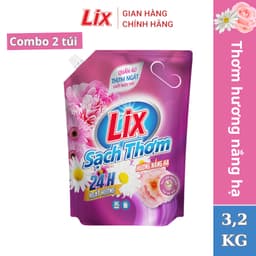 Thumbnail Combo 2 túi nước giặt Lix sạch thơm hương nắng hạ 3.2kg 2C-N7303 chứa hạt lưu hương thơm hơn Lixco Việt Nam 2