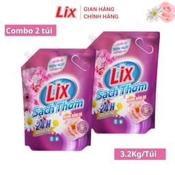 Thumbnail Combo 2 túi nước giặt Lix sạch thơm hương nắng hạ 3.2kg 2C-N7303 chứa hạt lưu hương thơm hơn Lixco Việt Nam 3