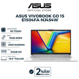 Thumbnail Laptop Asus Vivobook Go 15 E1504FA-NJ454W Ryzen 5 7520U | 16GB | 512GB | 15.6" FHD | AMD Radeon | Win 11 Bạc BH 24 Tháng 1