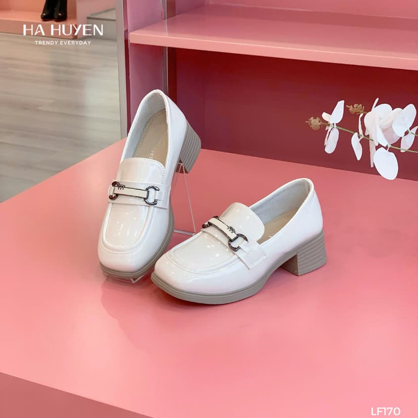 Ảnh Giày Loafer nữ HÀ HUYỀN da bóng gót vuông 5cm - LF170 3