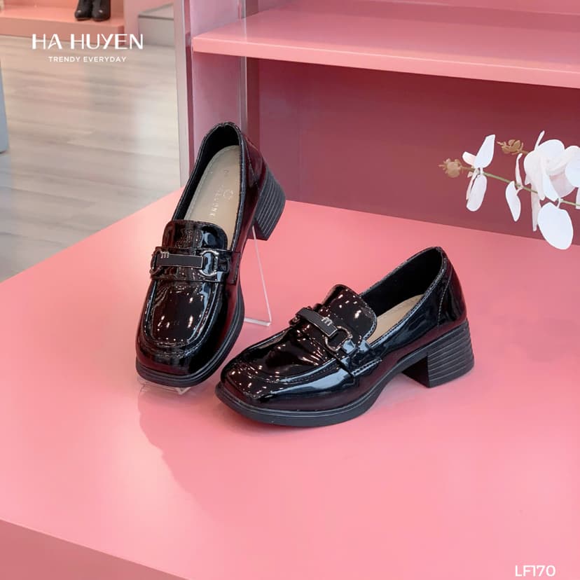 Ảnh Giày Loafer nữ HÀ HUYỀN da bóng gót vuông 5cm - LF170 2