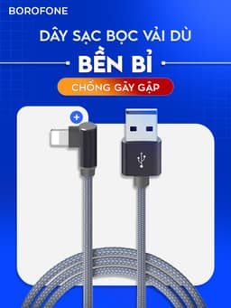 Thumbnail Dây cáp sạc IP Borofone BX32 2.4A hỗ trợ truyền dữ liệu, bọc dù chống gãy gập dài 1 mét cho điện thoại 5>14 4