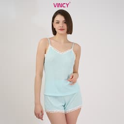 Thumbnail Bộ short thun cotton, áo 2 dây phối ren với họa tiết đặc trưng Noel BST032S11 1