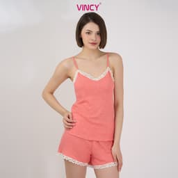 Thumbnail Bộ short thun cotton, áo 2 dây phối ren với họa tiết đặc trưng Noel BST032S11 2