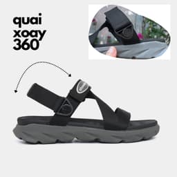 Thumbnail Giày Sandal Nam Nữ F6S Thoải Mái, Nhẹ Êm Xoay Shondo XÁM ĐEN F6S1212 1