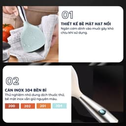 Thumbnail Muỗng xới cơm chống dính tay cầm inox 304 DandiHome 4