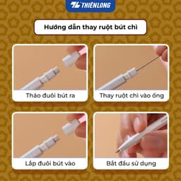 Thumbnail Bút chì bấm Hoshi Thiên Long PC-037/HS công nghệ Nhật Bản - viết chì ngòi 0.5mm thiết kế tối giản, sẵn gôm trên nắp 4