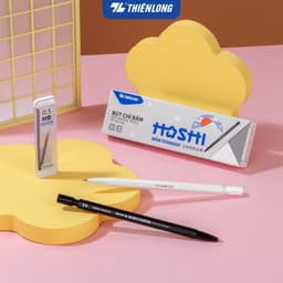 Thumbnail Bút chì bấm Hoshi Thiên Long PC-037/HS công nghệ Nhật Bản - viết chì ngòi 0.5mm thiết kế tối giản, sẵn gôm trên nắp 2