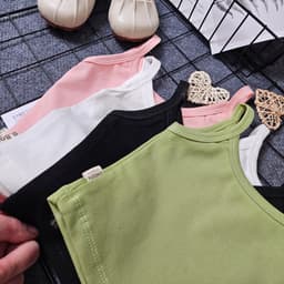 Thumbnail Áo Hai Dây Cho Bé Gái Dáng Ngắn Form Ôm, Vải Zip Co Giãn Tốt, Mềm Mát, Thấm Hút Mồ Hôi-T2-Babyboo-Pibo-CRHD01 3