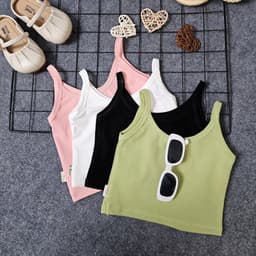 Thumbnail Áo Hai Dây Cho Bé Gái Dáng Ngắn Form Ôm, Vải Zip Co Giãn Tốt, Mềm Mát, Thấm Hút Mồ Hôi-T2-Babyboo-Pibo-CRHD01 2