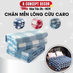 Thumbnail Chăn Mền Lông Cừu hoạ tiết Caro Cao Cấp sợi Lông Cừu Dày Mềm Mịn Ấm Áp Cho Gia đình Văn phòng Du lịch Xe Khách 1m8x2m 1