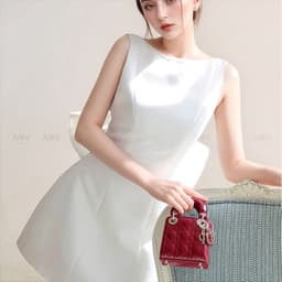 Thumbnail Đầm dự tiệc MINA hở lưng dáng ngắn chữ A chất Taffta màu trắng quyến rũ MN308 3