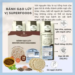 Thumbnail Bánh gạo lứt ăn kiêng GUfoods vị Superfoods - Không chiên dầu, Không đường, Eat clean, Healthy, Gym (170g/300g/510g) 2