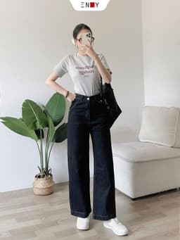 Thumbnail Quần Jean Ống Suông Nữ Eo Cao Màu Hottrend ENVY J169 1