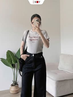 Thumbnail Quần Jean Ống Suông Nữ Eo Cao Màu Hottrend ENVY J169 2