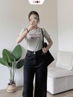 Thumbnail Quần Jean Ống Suông Nữ Eo Cao Màu Hottrend ENVY J169 3