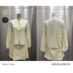 Thumbnail Áo cổ tàu mở V MONO TALK tay xếp bồng, chất liệu cotton thêu MOF25S-T20001TK 3