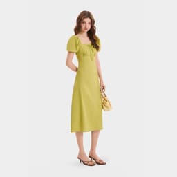 Thumbnail Đầm Linen Cổ Vuông MARC FASHION Tay Phồng Smocking Lưng - FASH020525 3