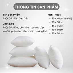 Thumbnail Ruột Gối Nằm Cao Cấp Chất Liệu 100% Bông Gòn Mềm Không Xẹp Lún Ruột Gối đầu Thoải Mái Êm Ái Ngủ Ngon 40x60cm/50x70cm 2