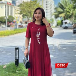 Thumbnail Váy Đầm Trung Niên, Đầm Cho Mẹ Đi Tiệc Chất Voan 2 Lớp Thêu Hoa Cao Cấp | Thời Trang MAI THY U50 1