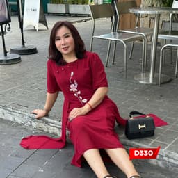 Thumbnail Váy Đầm Trung Niên, Đầm Cho Mẹ Đi Tiệc Chất Voan 2 Lớp Thêu Hoa Cao Cấp | Thời Trang MAI THY U50 2