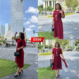 Thumbnail Váy Đầm Trung Niên, Đầm Cho Mẹ Đi Tiệc Chất Voan 2 Lớp Thêu Hoa Cao Cấp | Thời Trang MAI THY U50 3
