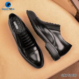 Thumbnail Giày công sở tăng chiều cao Oxford SMARTMEN KHÔNG CẦN buộc dây, siêu nhẹ SD-03 Đen 3