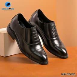 Thumbnail Giày công sở tăng chiều cao Oxford SMARTMEN KHÔNG CẦN buộc dây, siêu nhẹ SD-03 Đen 1