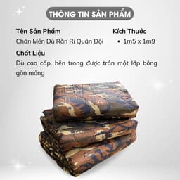 Thumbnail Chăn Vải Dù Rằn Ri Quân Đội Cao Cấp Mền Ngủ Gấp Gọn Tiện Lợi Mỏng Mát Cho Mùa Hè Văn Phòng Đi Du Lịch Xe Khách 1m5x1m9 2