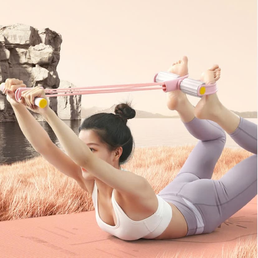 Ảnh Dây Tập Bụng, Dây Kéo Đàn Hồi Kháng Lực 4 Ống, 6 Ống Cao Su Tập Gym Toàn Thân Tại Nhà Chính Hãng Amalife 4