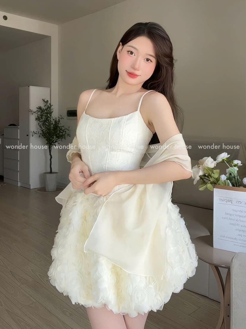 Ảnh Angie Dress Wonderhouse Đầm thiết kế dáng bí chất vải hoa ren họa tiết kim sa dự tiệc, dạo phố sang trọng nữ tính 2